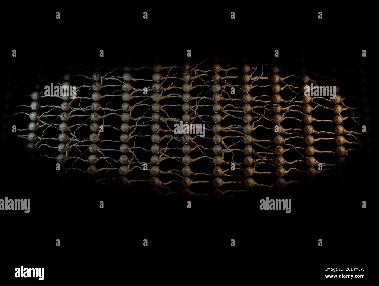 La rete neurale. Neurone rete. 3d illustrazione Foto Stock