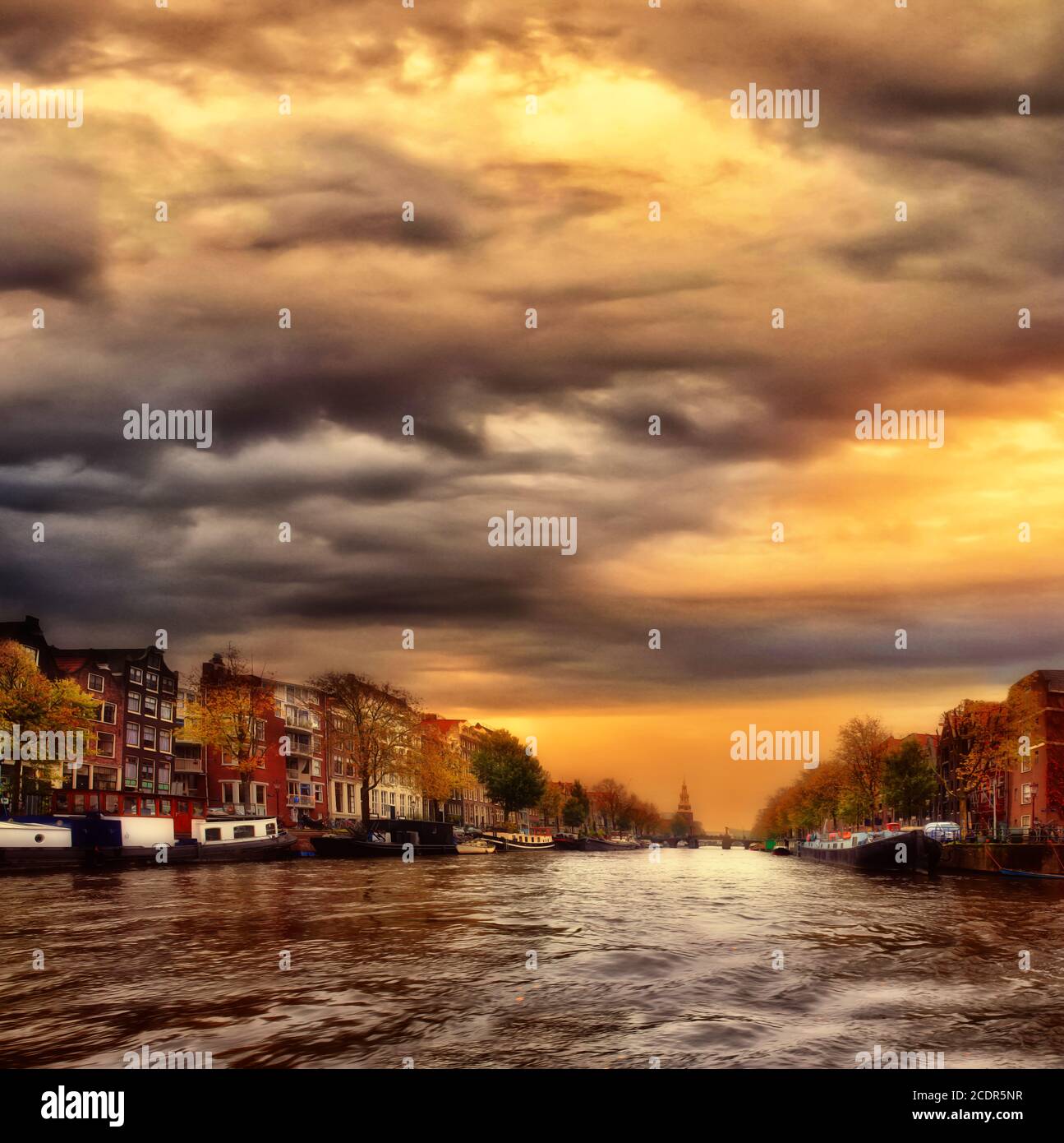 bellissimo tramonto ad amsterdam Foto Stock