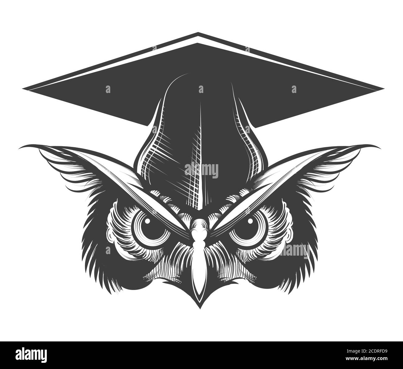 Gufo in tatuaggio Bachelor Hat disegnato in stile incisione. Illustrazione vettoriale. Illustrazione Vettoriale Gufo in tatuaggio Bachelor Hat disegnato in stile incisione. Illustrazione vettoriale. Illustrazione Vettoriale