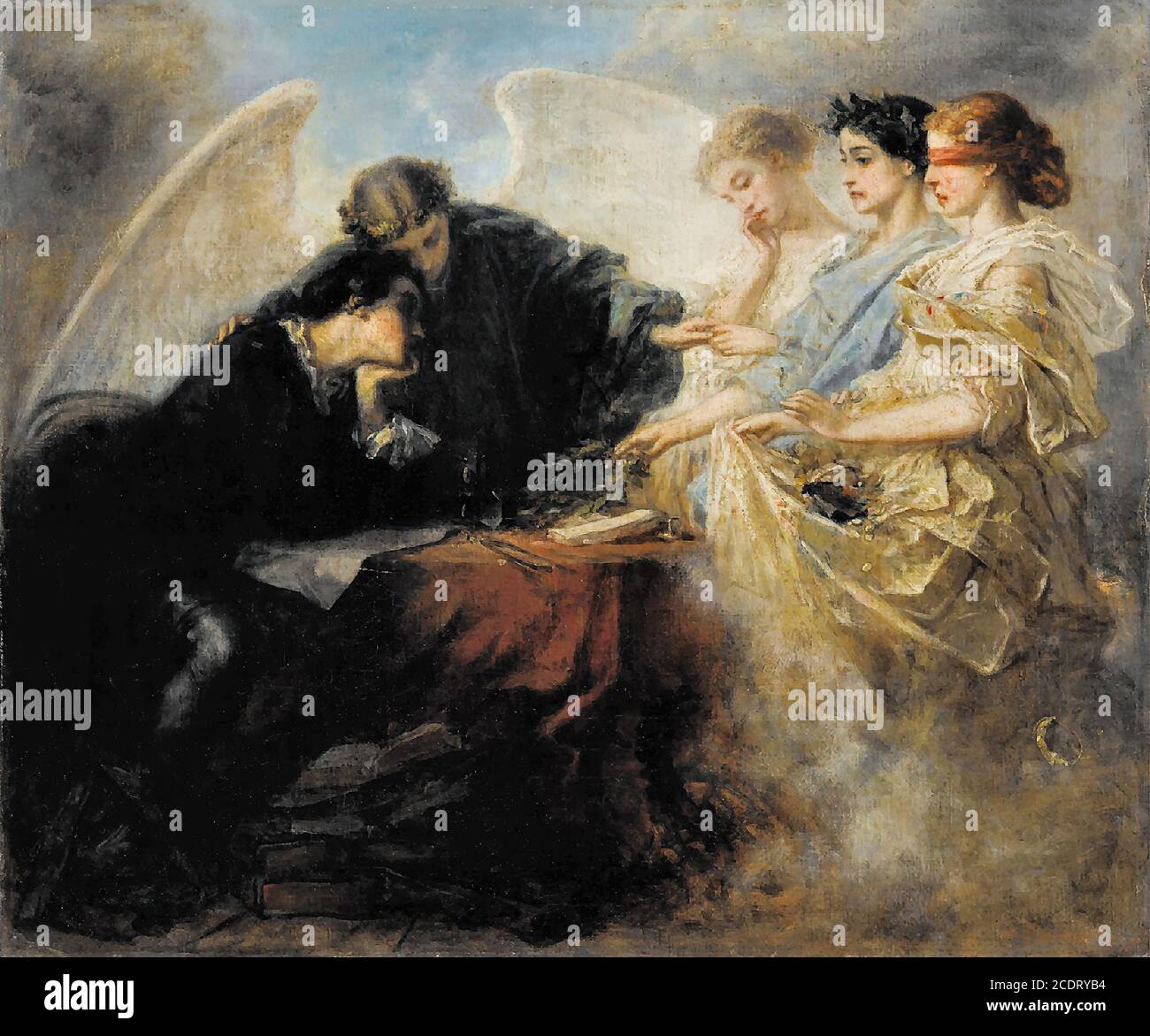 Beaumont Charles Edouard De - Jeune Homme a la Croisée Des Chemins - Scuola Francese - 19 ° secolo Foto Stock