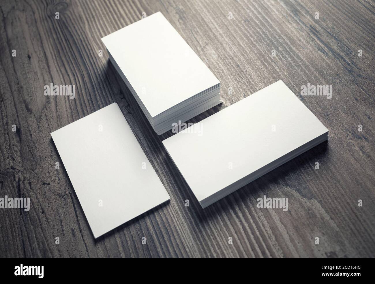 Pile di blank business cards Foto Stock