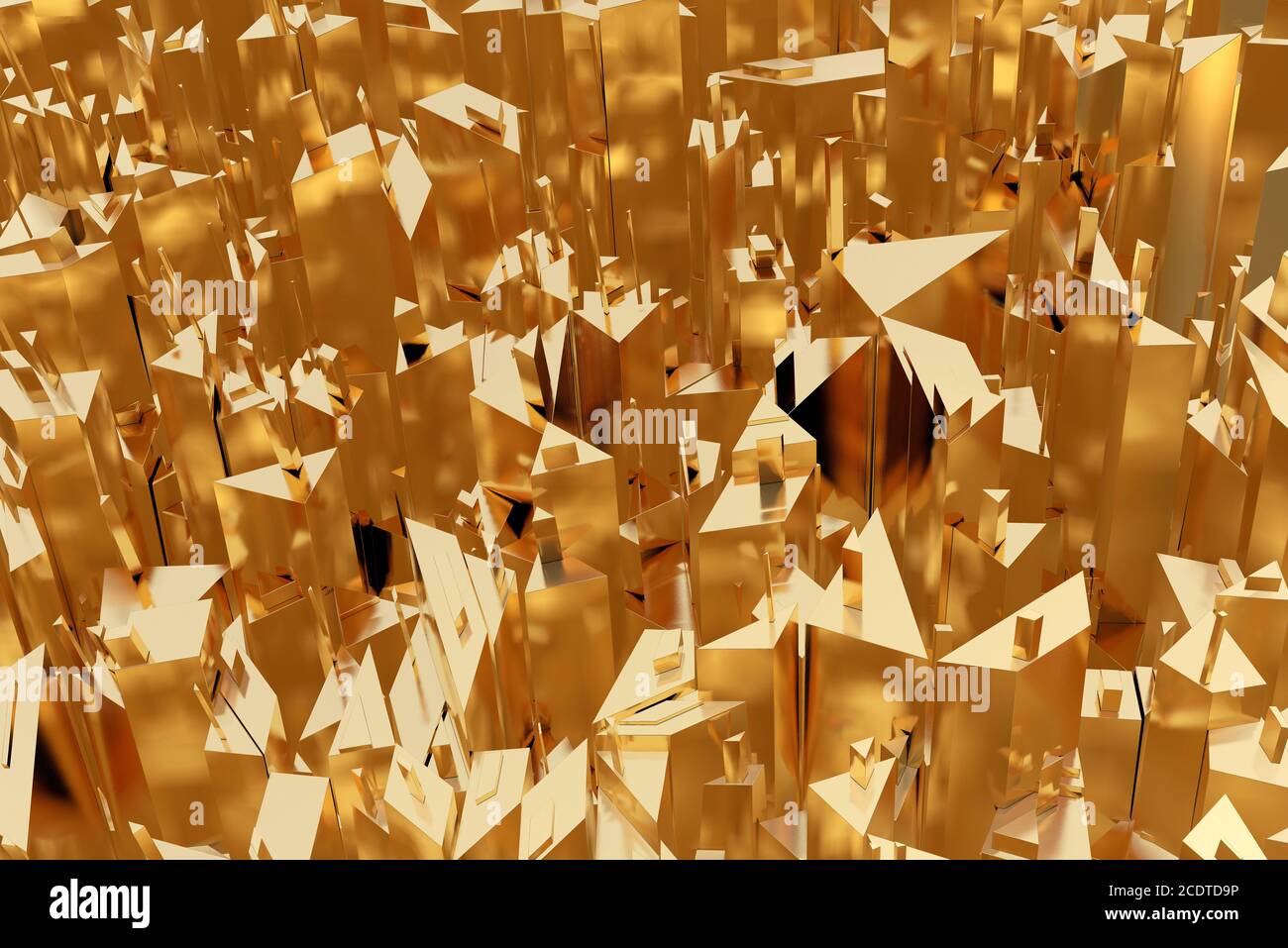 Sfondo astratto della città d'oro. Illustrazione 3d Foto Stock