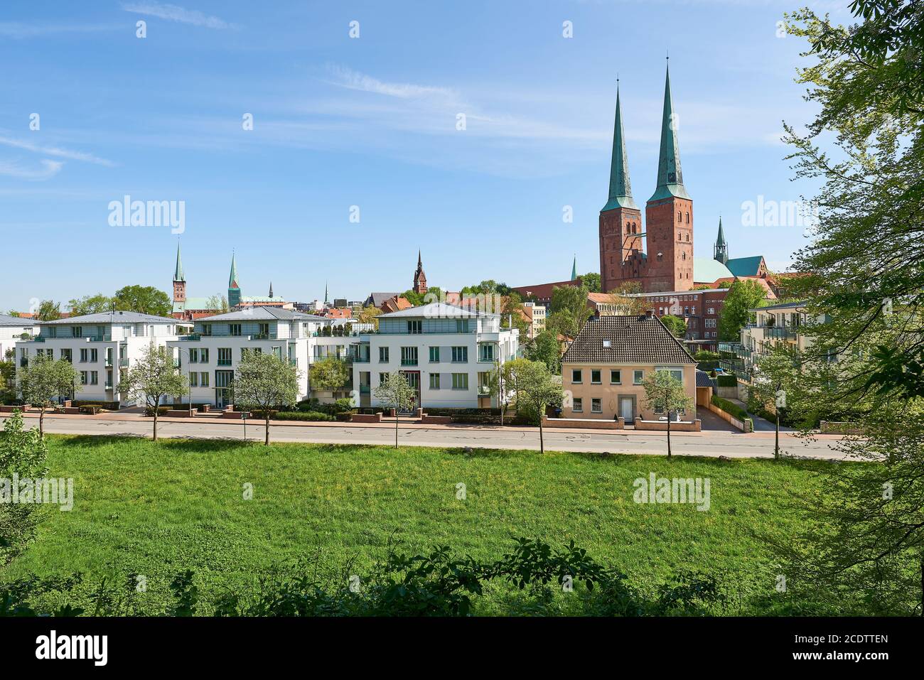 Lübeck, Germania, Vista Città da Sud Foto Stock