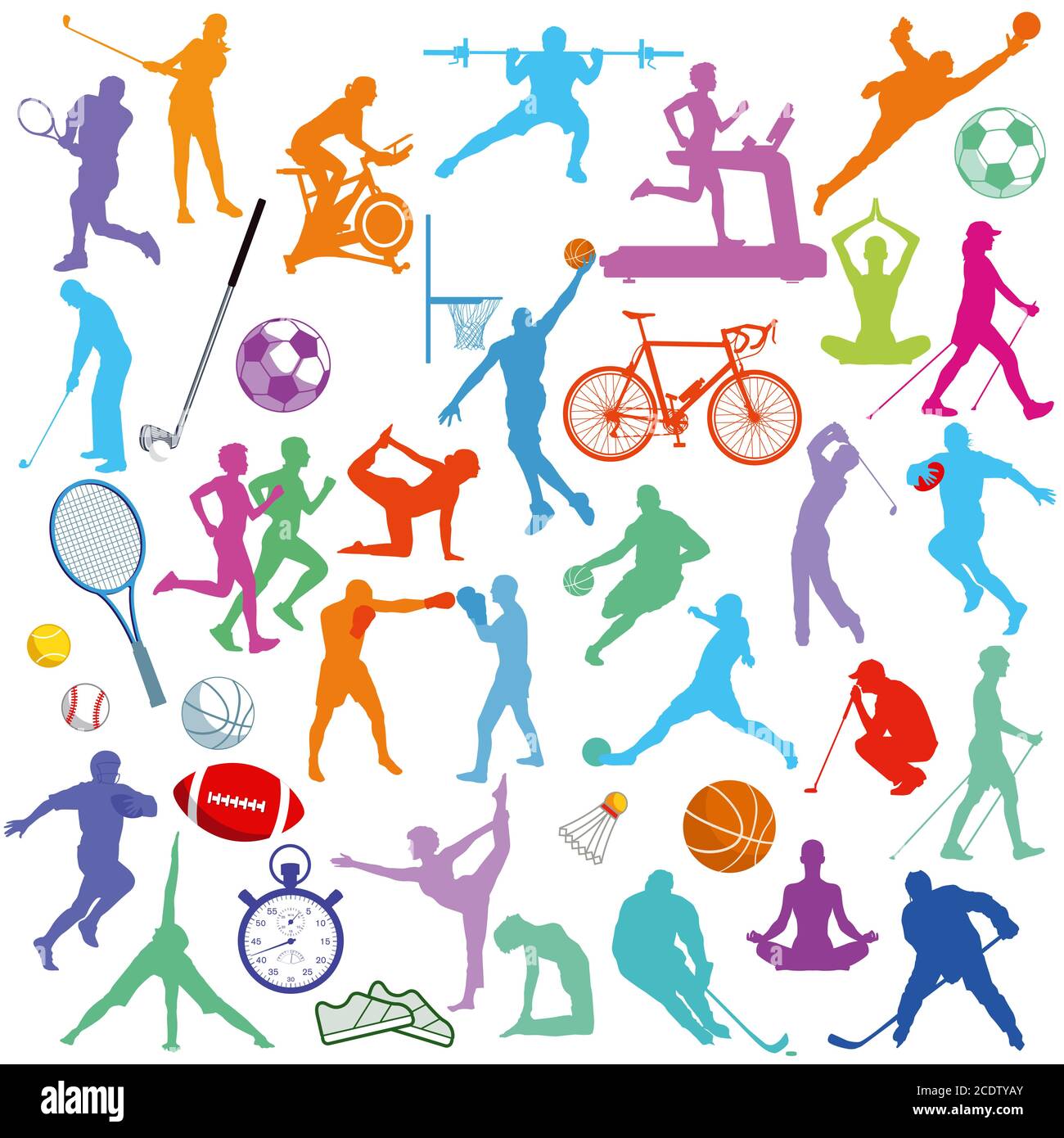 Modello con icone dello sport Foto Stock