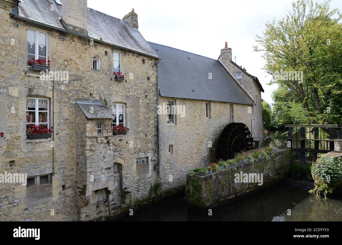 Mulino ad acqua a Bayeux, Normandia Foto Stock