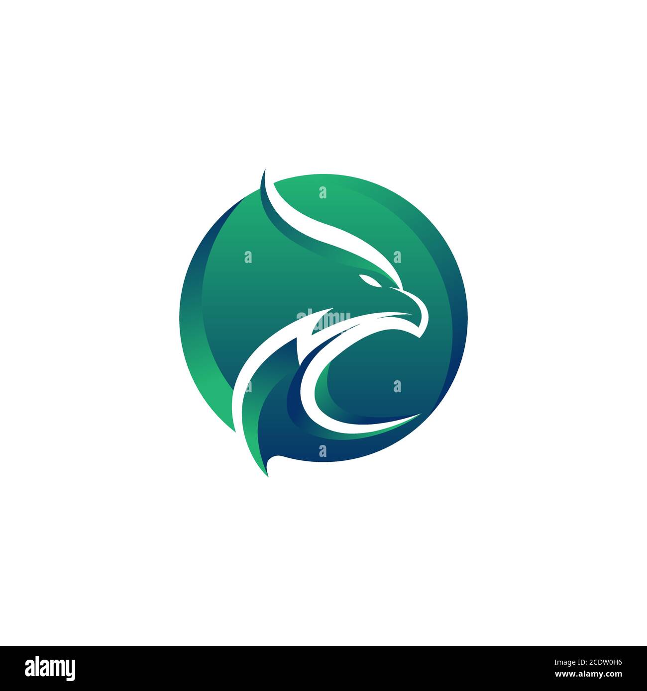 Spazio negativo del modello vettoriale di progettazione del logo Eagle. Creative Wild Bird Falcon Hawk in cerchio logo concetto icona. Illustrazione Vettoriale