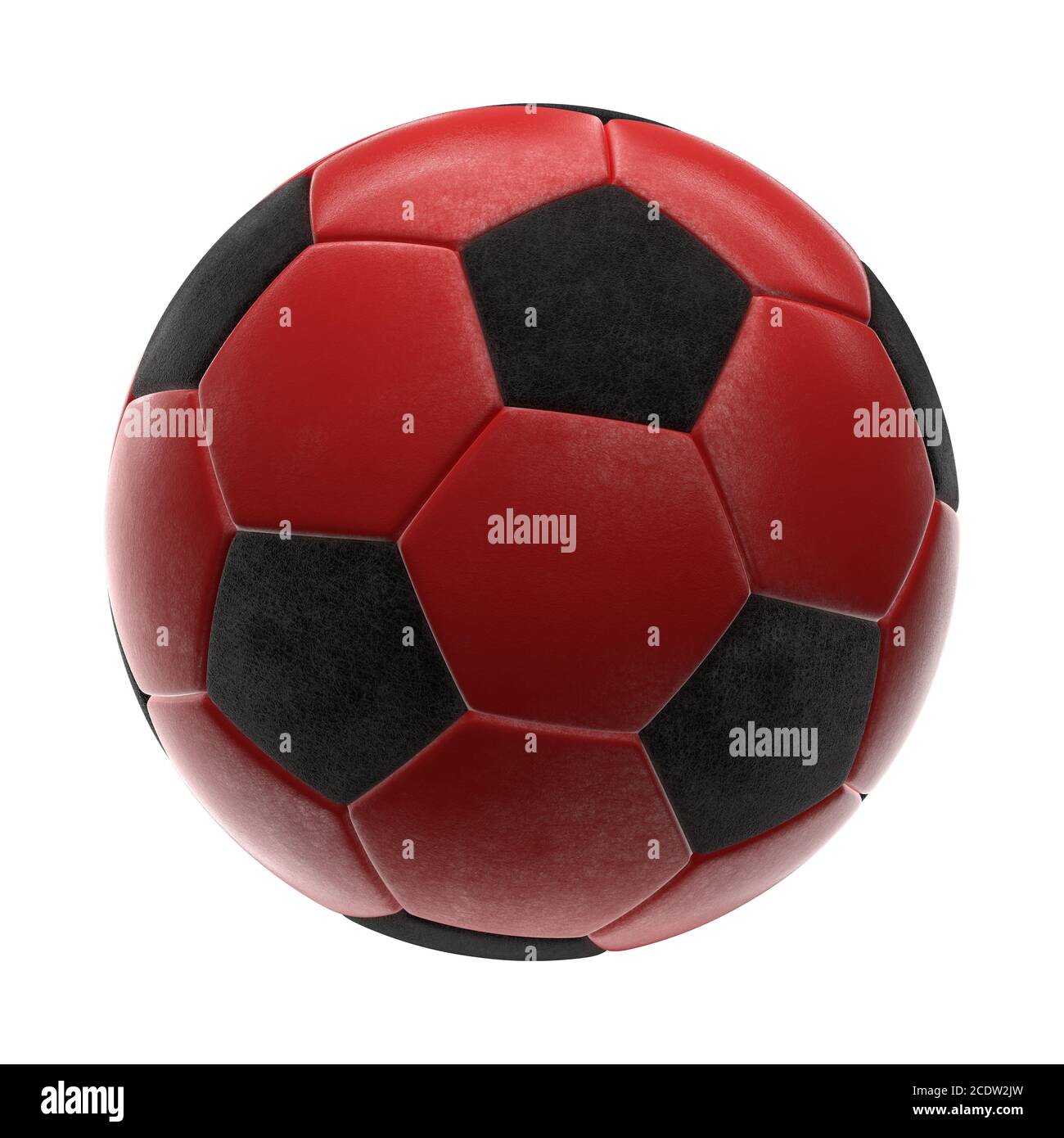 Rosso Pallone da calcio isolati su sfondo bianco 3d illustrazione Foto Stock