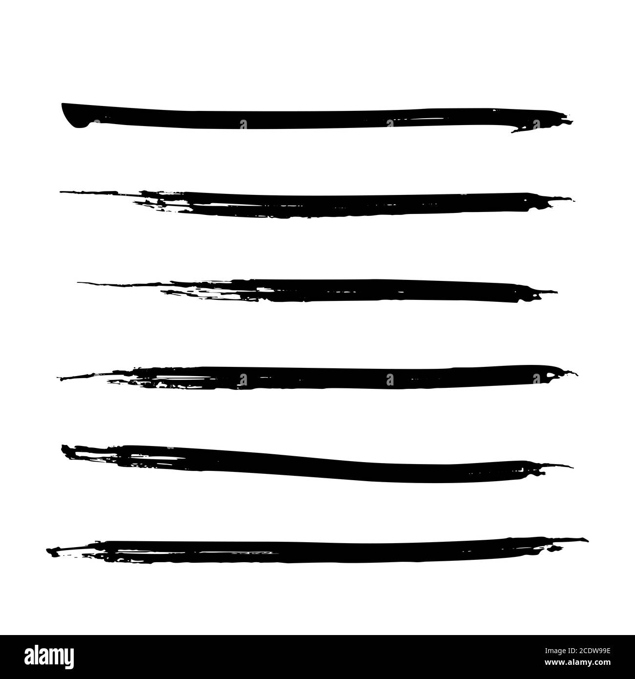 Set di vernice nero, inchiostro pennellate, linee. Sporco artistico elementi di design. Eps vettoriali10. Foto Stock