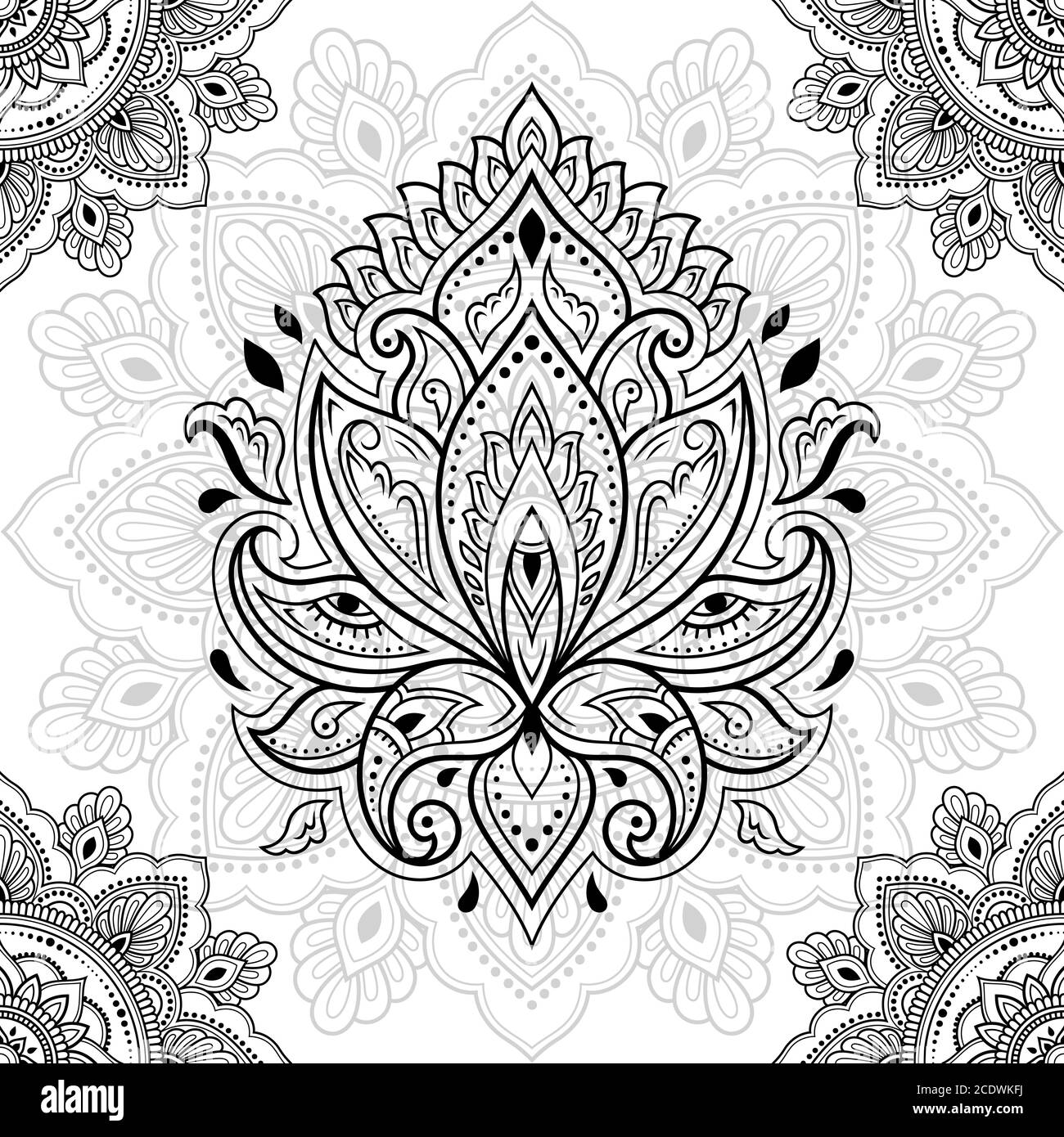 Decorazioni decorative senza cuciture in stile etnico orientale. Disegno  circolare in forma di mandala e fiore di loto per Henna, Mehndi, tatuaggio,  decorazione. Doo Immagine e Vettoriale - Alamy