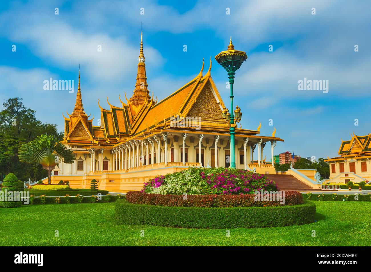 La sala del trono all'interno del Palazzo reale di Phnom Penh, Cambogia Foto Stock