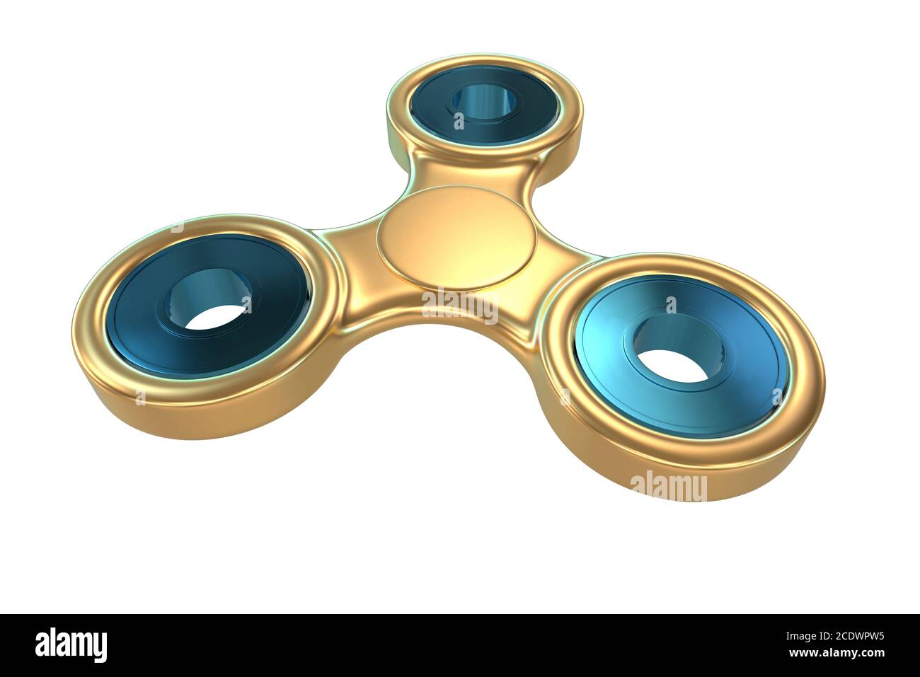 Colorato oro acciaio Fidget dito spinner stress, ansia sollievo giocattolo illustrazione 3d Foto Stock