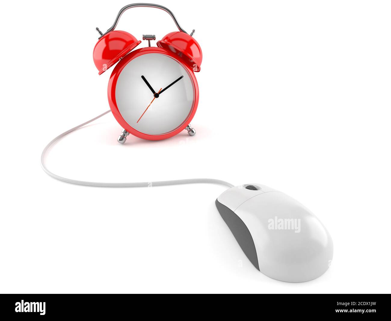 Orologio sveglia con il mouse del computer isolati su sfondo bianco Foto  stock - Alamy