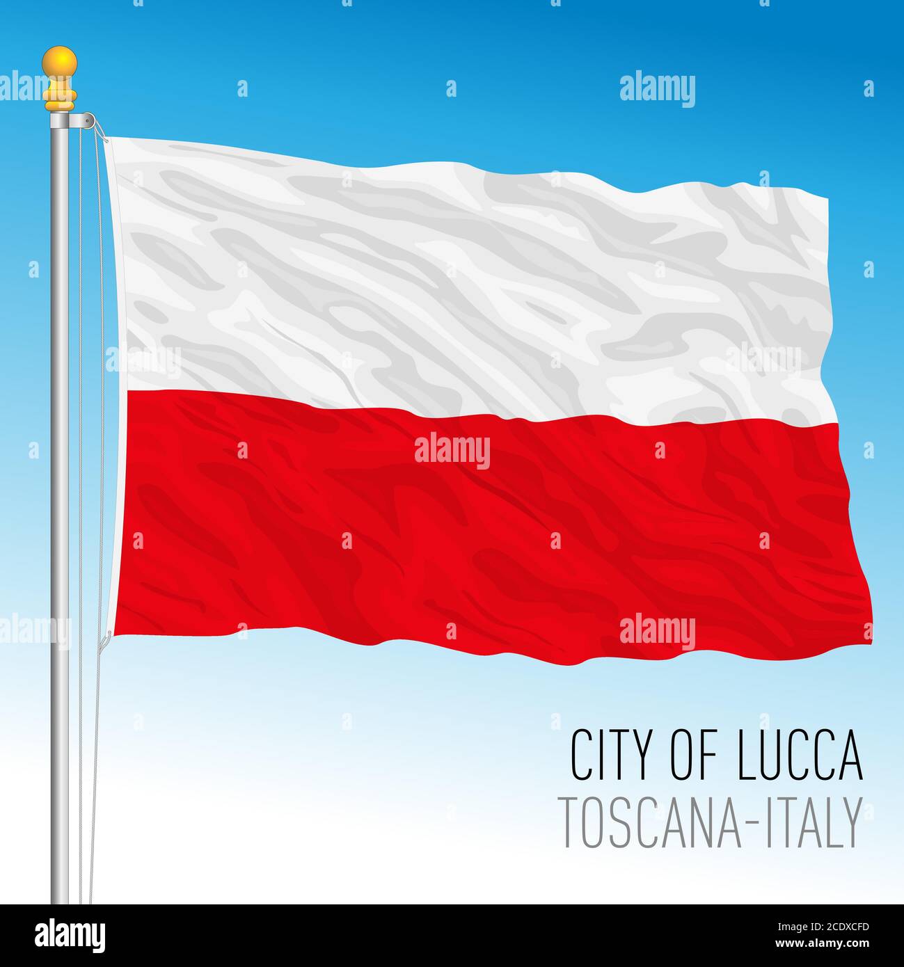 Lucca bandiera ufficiale della città e del comune, Toscana, Italia, illustrazione vettoriale Illustrazione Vettoriale