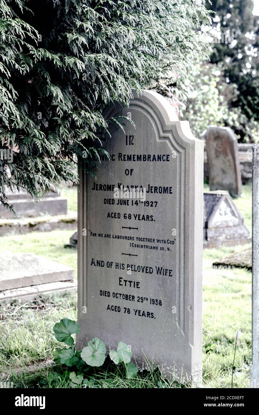 Tomba di Jerome Klapka Jerome, autore di "Tre Uomini in Barca", nella Basilica di Santa Maria Vergine sagrato; Grab von Jerome K. Jerome Foto Stock