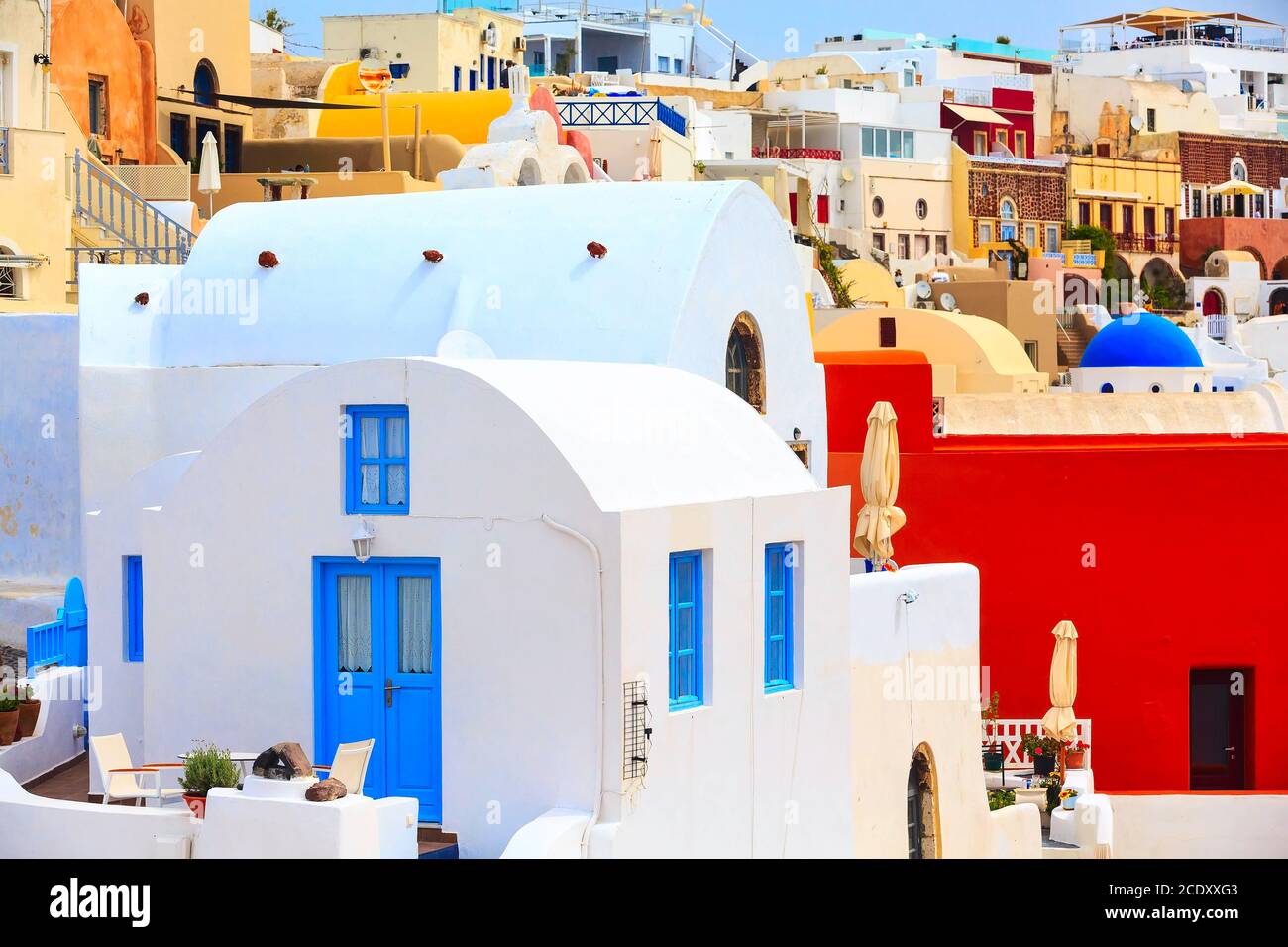 Oia Village nell'isola di Santorini, Grecia Foto Stock