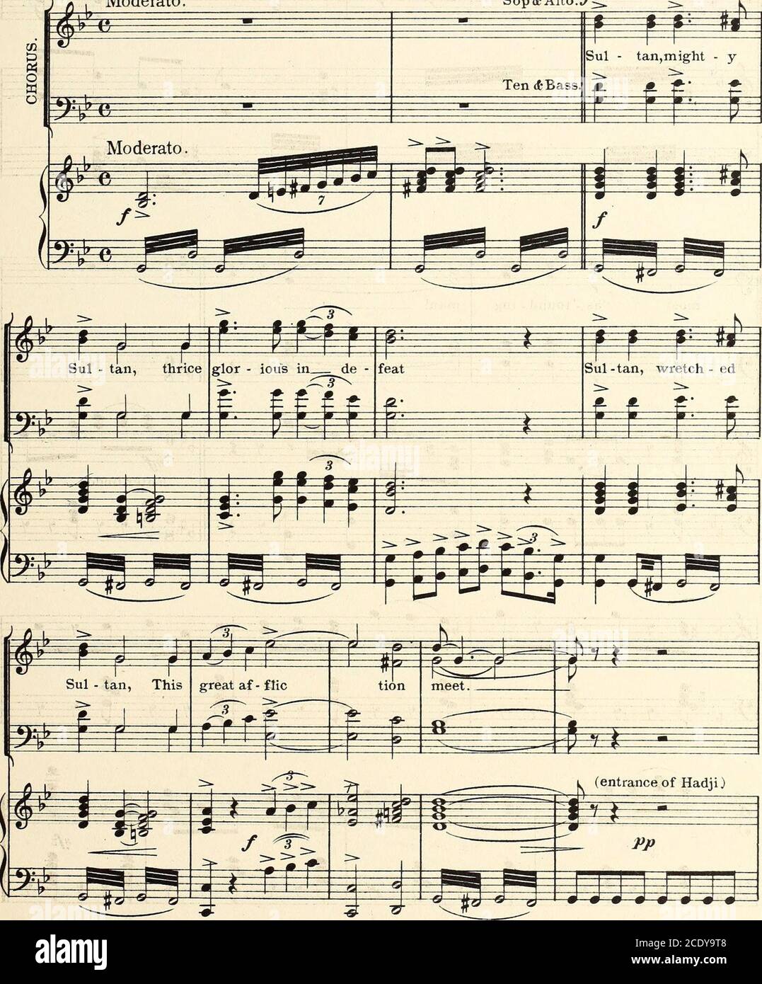 . Il sultano di Sulu. Una commedia musicale . I t 7 t=± » */ e § ?&gt;,i ? -1 i 3-£ v a ^ a */ 7 7 V =£ V-3d IM m im r=£ €=4F s i g s *^ s ur j *p 7 PE i V 7 p^F^f RJ 7 ^TJ-Y-Y a-t- -r-y- attacda. Budd. 4839-2 41 N°8. Testo di.GEORGE ADE. Ingresso del Sultano. Musica di ALFRED G. WATHALL. Moderno SOP & Alto. f. Copyright MCMIIby M.Witmark & Sons.International Copyright protetto. 4839 42 s :p g: -0- & n.?/» col gva bassa. r % --?- ? Ingresso di Ki-RAM. /TN « s g * «t n. ** * ss 0 0 rrrrrrrrrrrrr m rs -«u- € ^ * - s g^ * e 3=5 3=3e P? ? £ 6= Che ne pensi? Ive è morto, è giunto il mio tempo Foto Stock