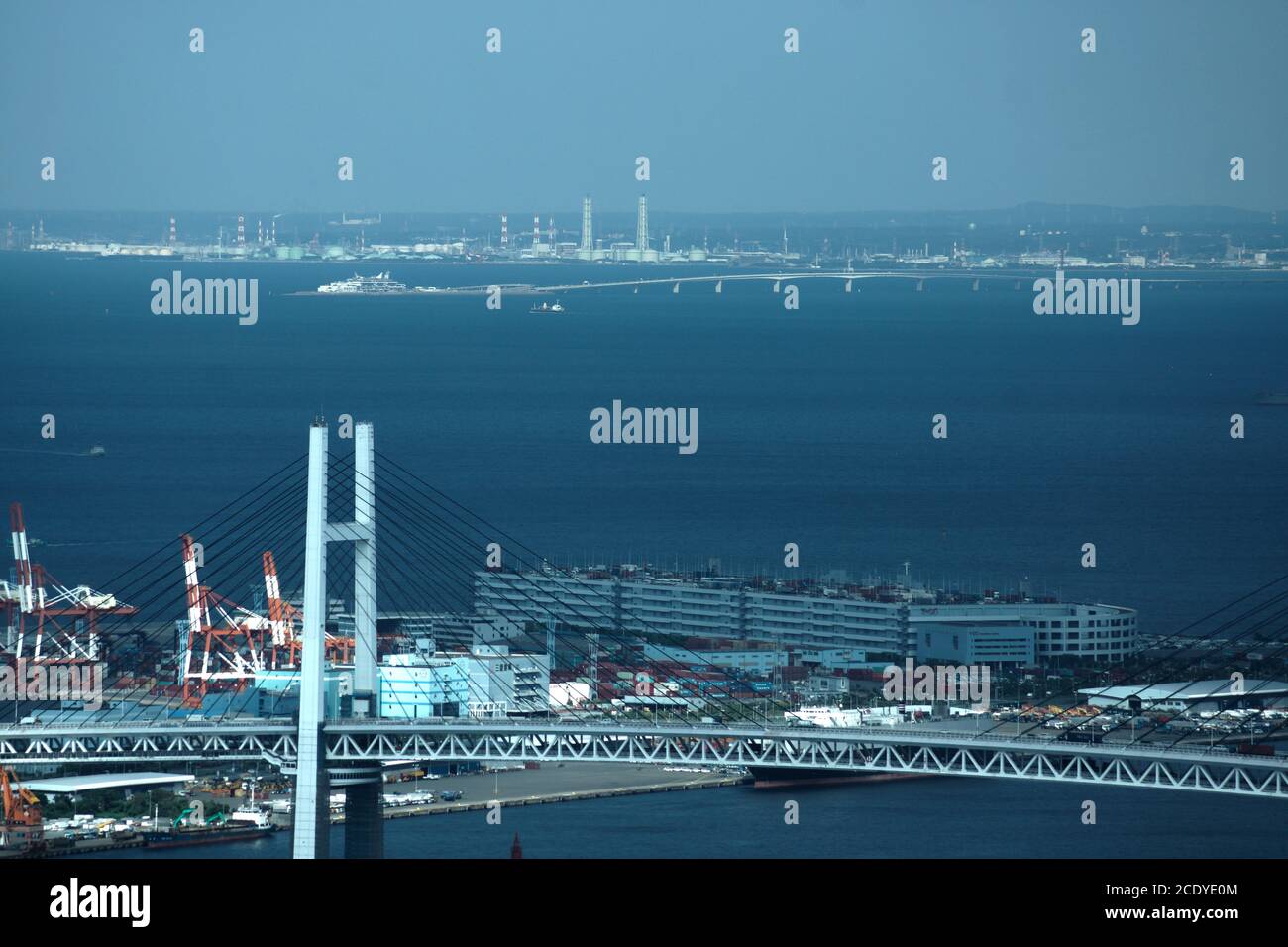 Bay Bridge e Prefettura di Chiba, visto dalla Landmark Tower Foto Stock