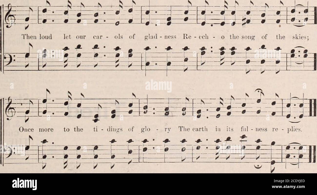 . Araldo cristiano e segni dei nostri tempi . Ci conies thro il pur - tala e - ter - nal salutiamo il pieno - till - ment di mer - ev. e ev - er in - creas - ing in glo - rv, e incoronare colui che conia di re - deem noi - Iin - uomo - an- an - loro di lode al thWe lodare il nostro Re - deem - er andSing del suo vinto - der - Ful King!Lord, inline. mure! -U-1 CHORUS illuminato.. Copyright, 1895, dalla Biglow & Main Co. Dal B1QLOW & /IAIN CO S nANUAL PER per permesso degli editori 1805- UNA preghiera. [Scritto/o il cristiano Herald.) QUANDO il mondo è oscuro e arretrato, e il mio seno batte con paura, quando no Foto Stock