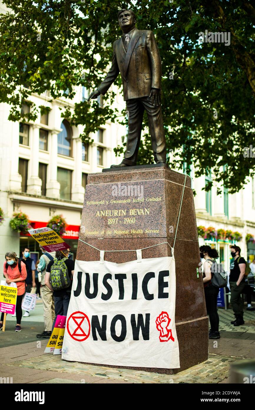 REGNO UNITO, GALLES. Cardiff. Agosto 30 2020. I cittadini di Cardiff si riuniscono in solidarietà con il movimento 'Black Lives Matter? Foto Stock