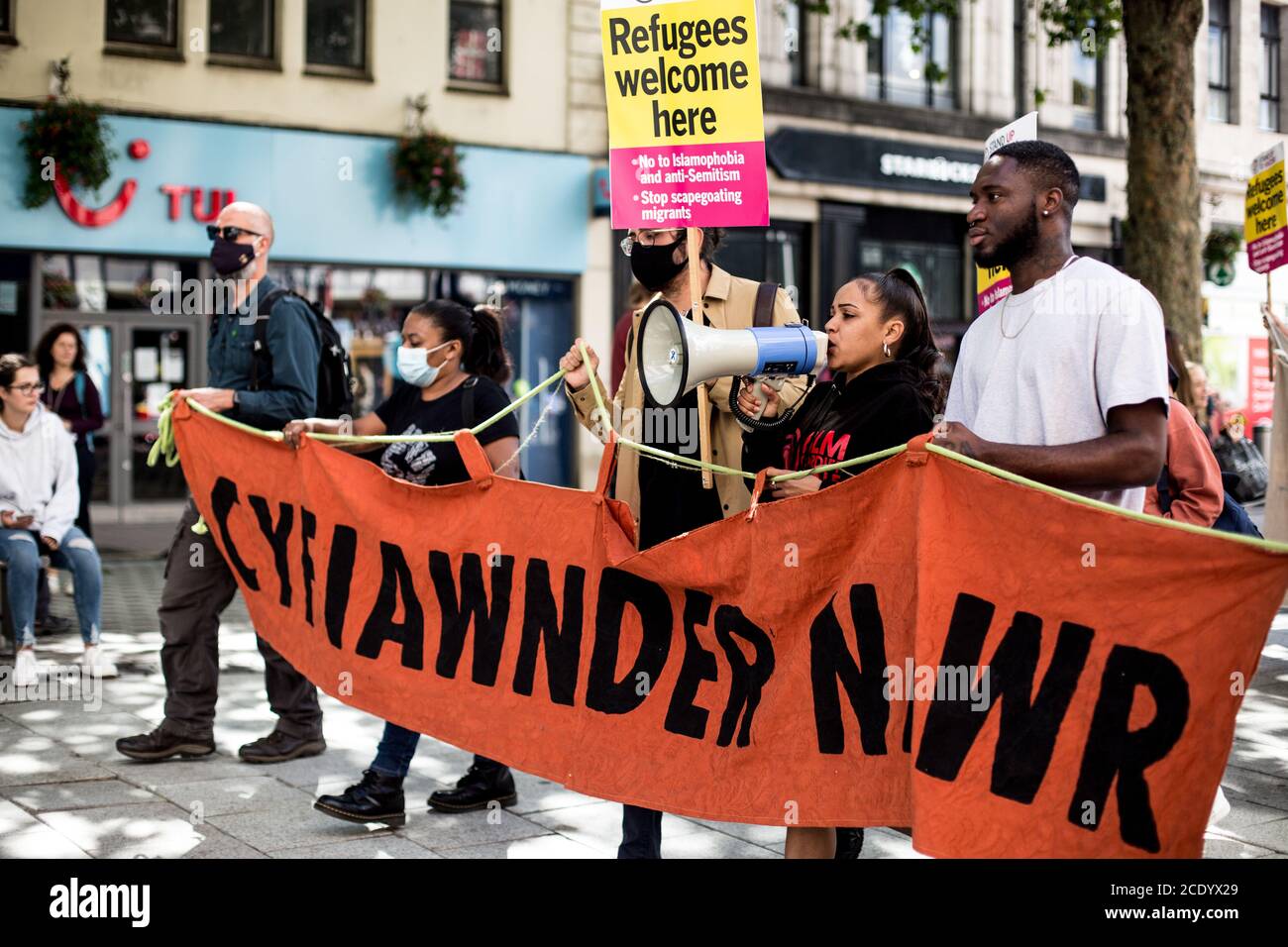 REGNO UNITO, GALLES. Cardiff. Agosto 30 2020. I cittadini di Cardiff si riuniscono in solidarietà con il movimento 'Black Lives Matter? Foto Stock