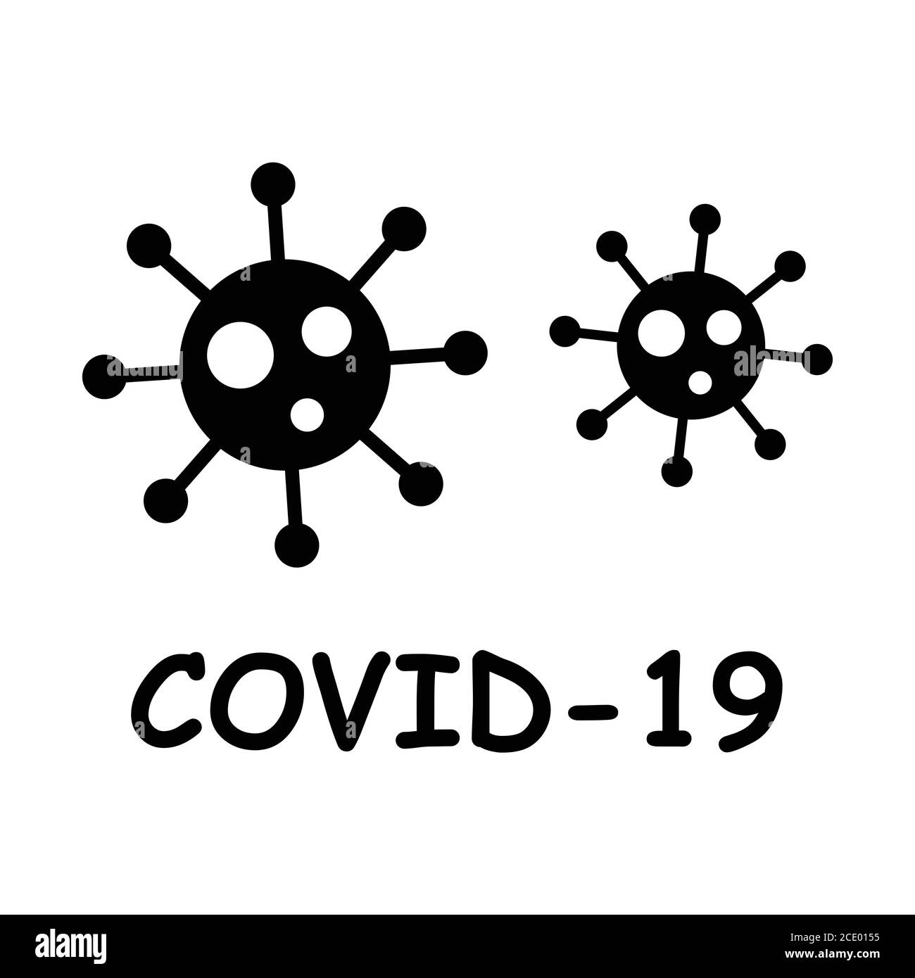 COVID-19 icona del virus. Pittogramma che raffigura COVID 19 malattia di Coronavirus 2019 SARS‑COV‑2 2019-nCoV. Vettore EPS Illustrazione Vettoriale
