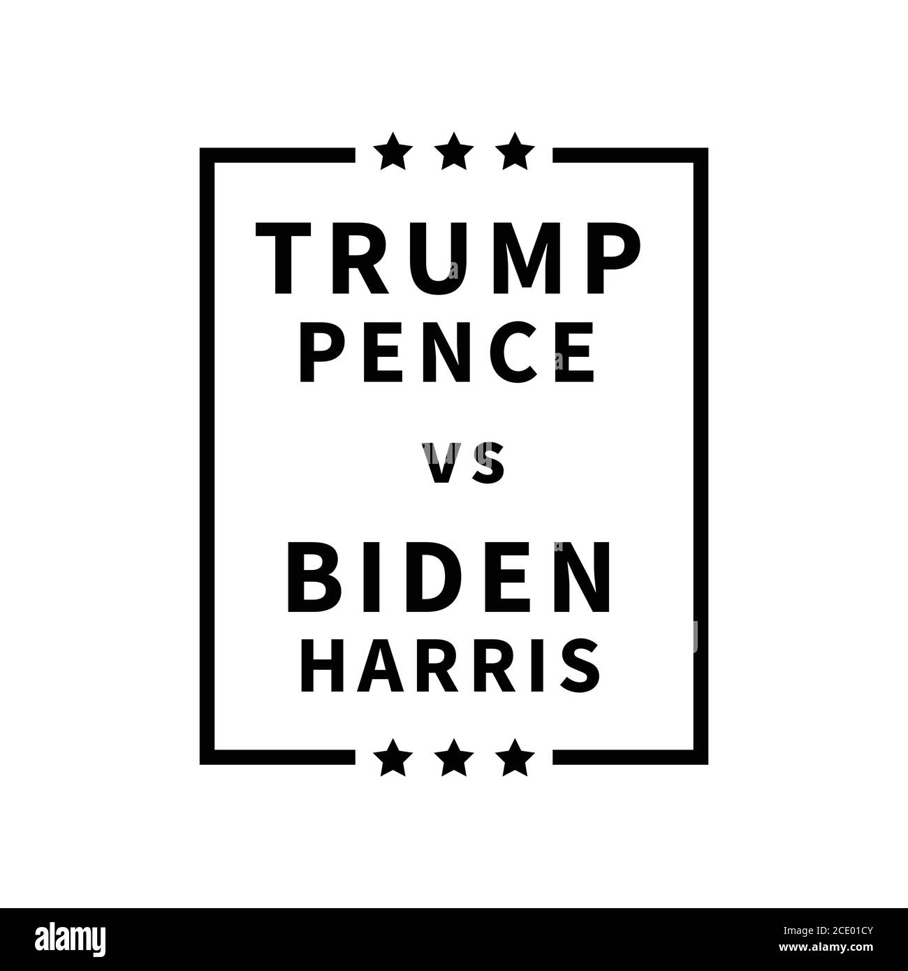 Trump Pence vs Biden Harris Poster. Poster che raffigura le elezioni presidenziali statunitensi del 2020 Donald Trump e Mike Pence contro Joe Biden e Kamala Harris. VEC. EPS Illustrazione Vettoriale