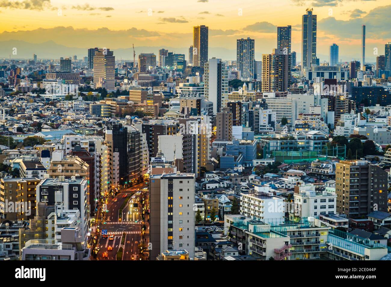 Tramonto dal centro amministrativo di Bunkyo (Ikebukuro) Foto Stock