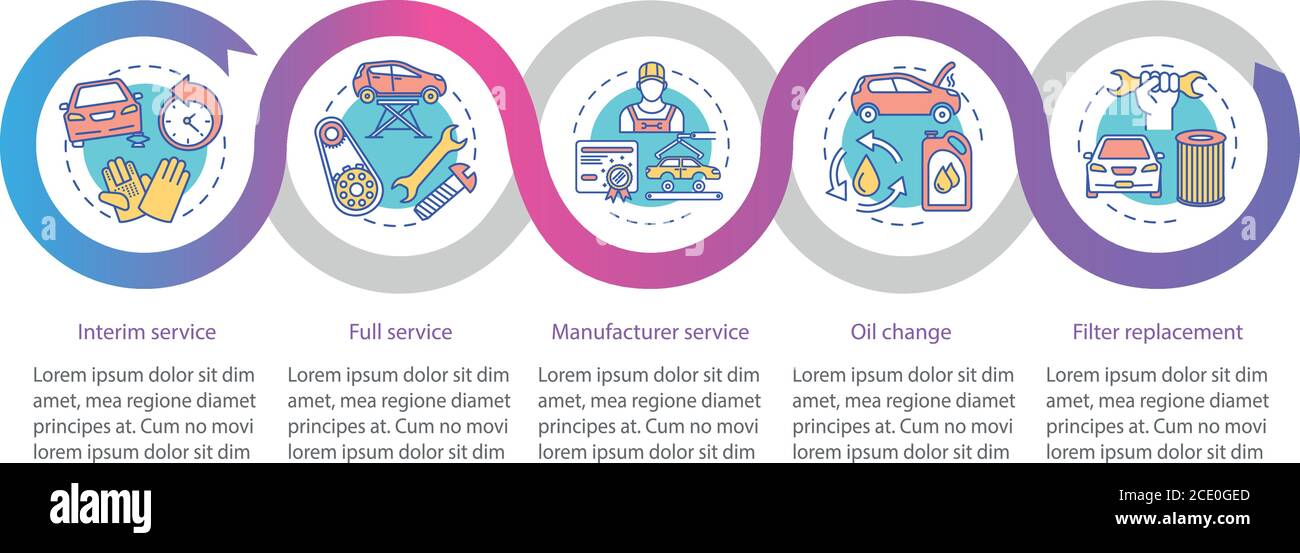 Modello infografico vettoriale per officina Illustrazione Vettoriale