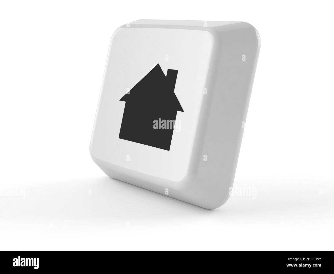 Tasto della tastiera con l'icona della casa isolata su sfondo bianco Foto Stock