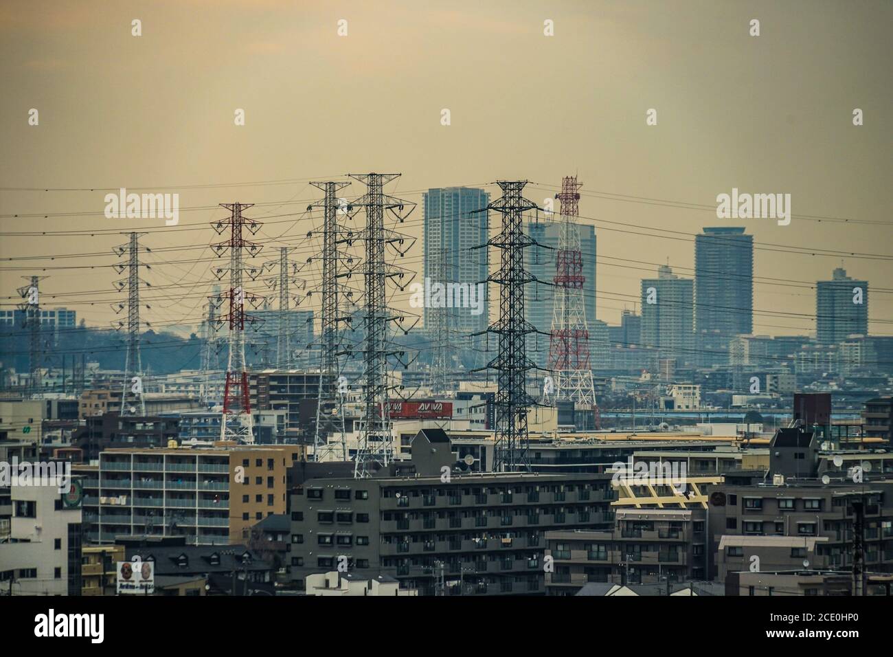 Strade della città di Kawasaki, che è visibile da Meiyuan Okurayama Foto Stock