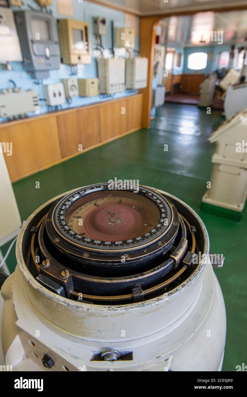Russia, Murmansk. Rompighiaccio nucleare sovietico, il Lenin. Lanciata nel 1957, la prima nave di superficie al mondo alimentata con energia nucleare, è stata smantellata nel 1989. Foto Stock