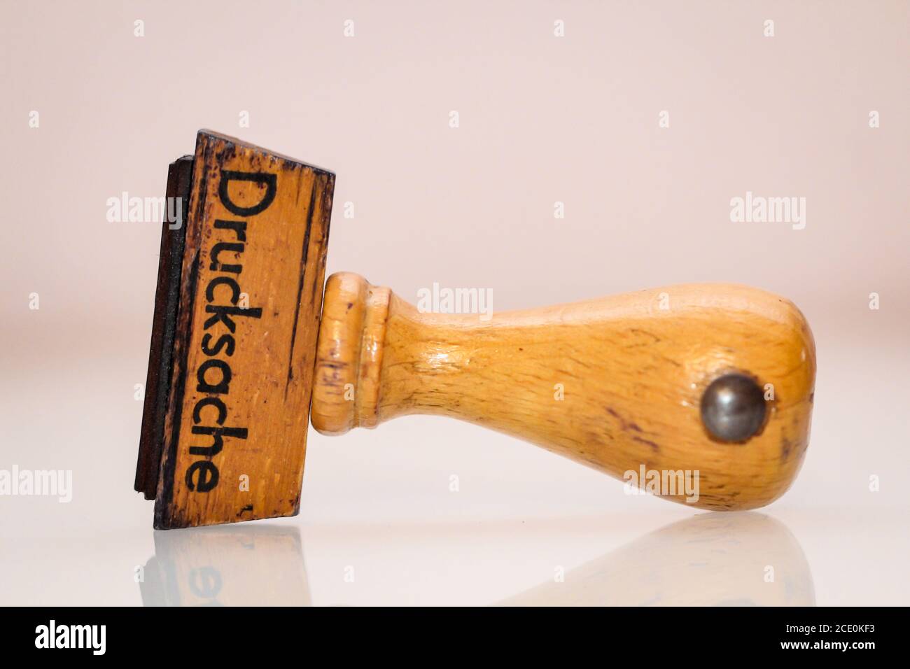 Un timbro di legno per la stampa Foto Stock