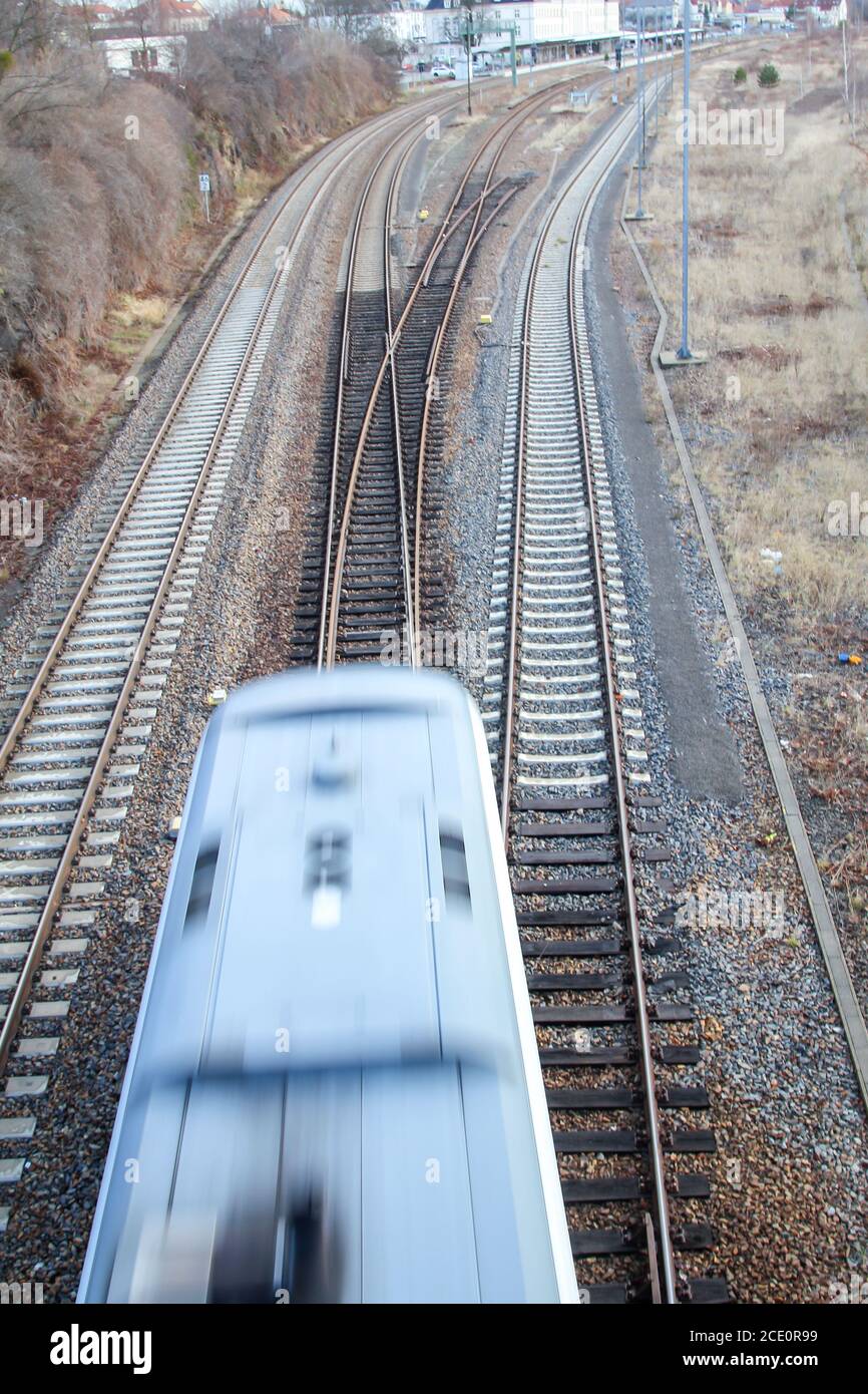 Turnout, rotaie, scene della storia ferroviaria Foto Stock