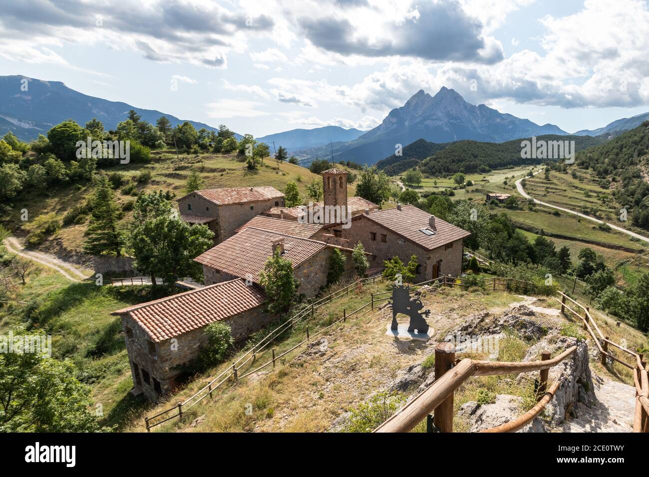 Gisclareny, piccola città vicino al monte Pedraforca nei Pirenei catalani, a nord della Spagna. Foto Stock