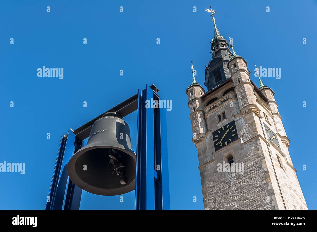 Dessau-Roßlau Rathausturm mit Friedensglocke Foto Stock