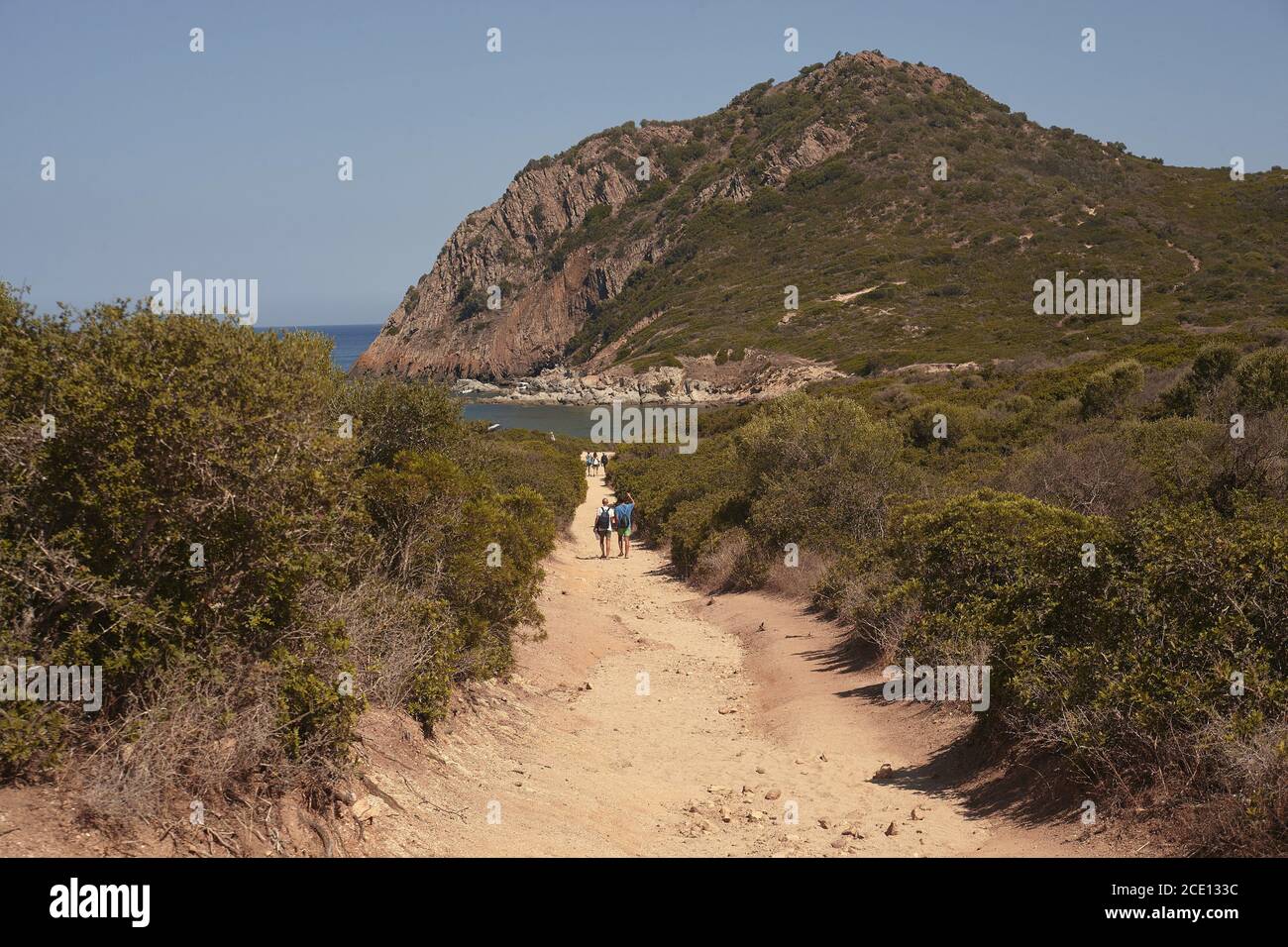 La lunga escursione tra i monti della Sardegna Foto Stock
