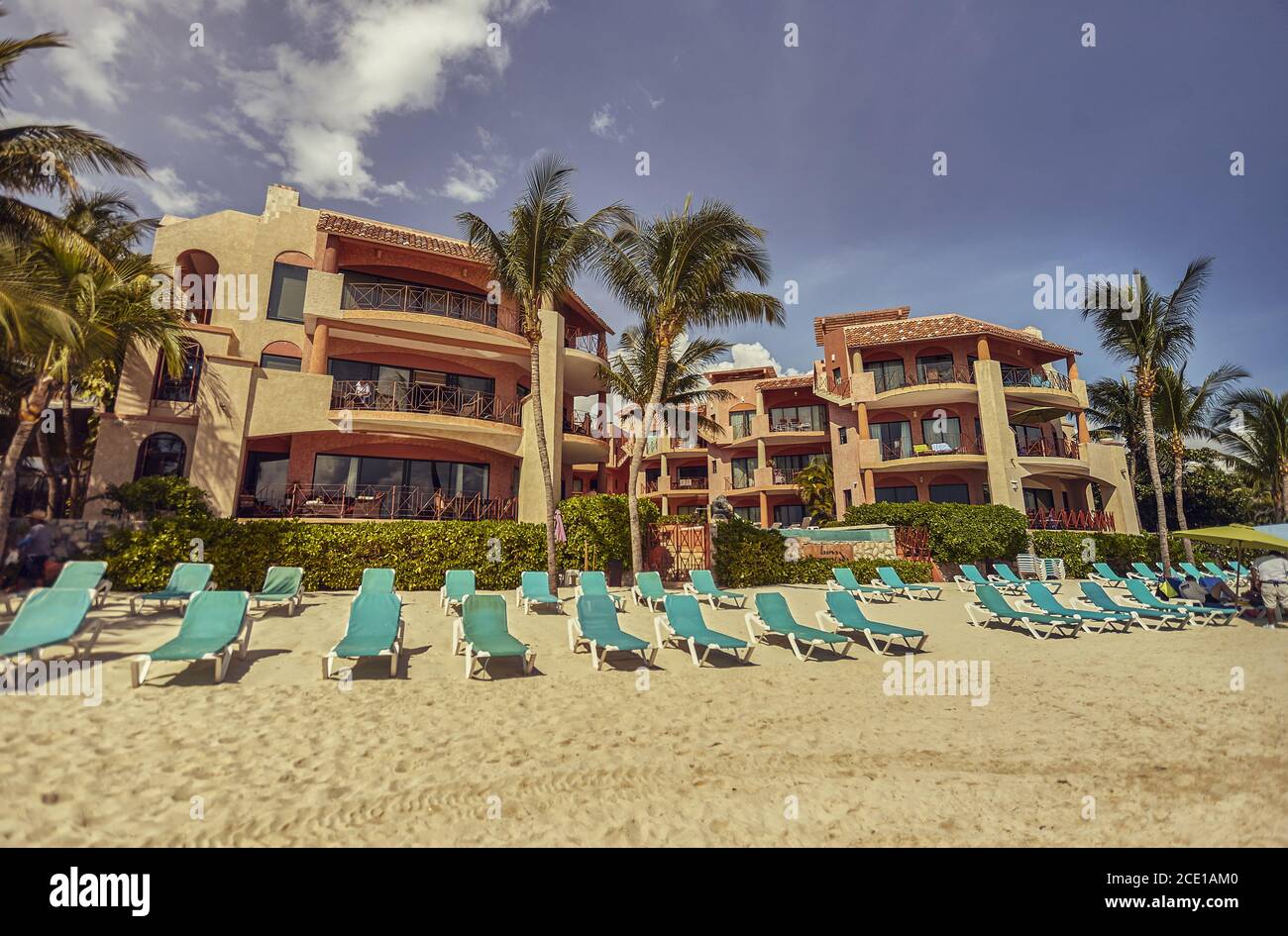 Stabilimento balneare sulla Playa del Carmen Foto Stock