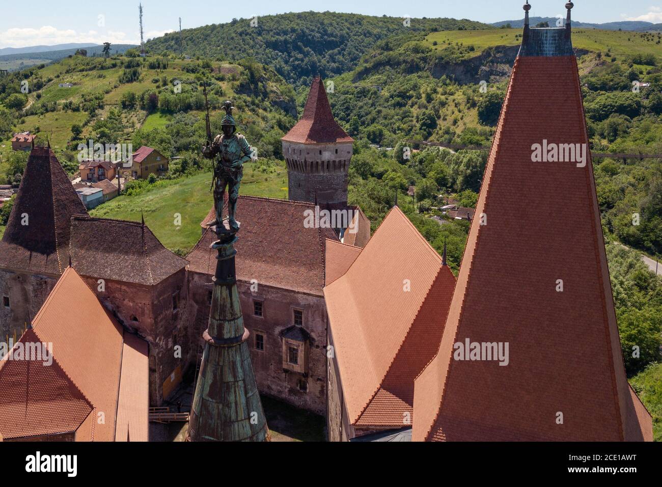 Il Castello di Corvin (anche Hunyadi o Hunedoara) in Transilvania Hunedoara è un castello gotico rinascimentale del 15 ° secolo. Foto Stock