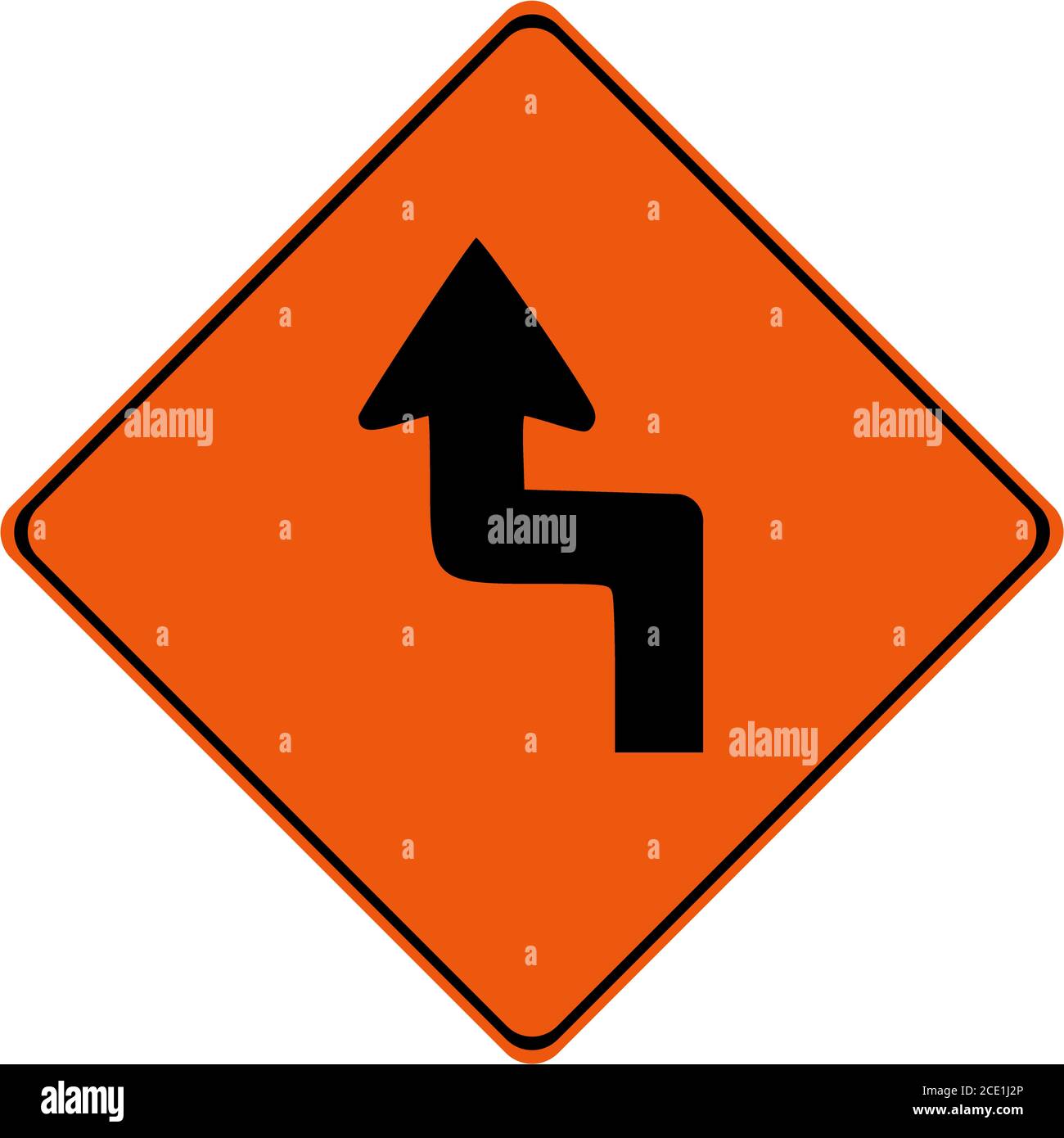 Segnale di avvertimento con curve pericolose simbolo Foto Stock