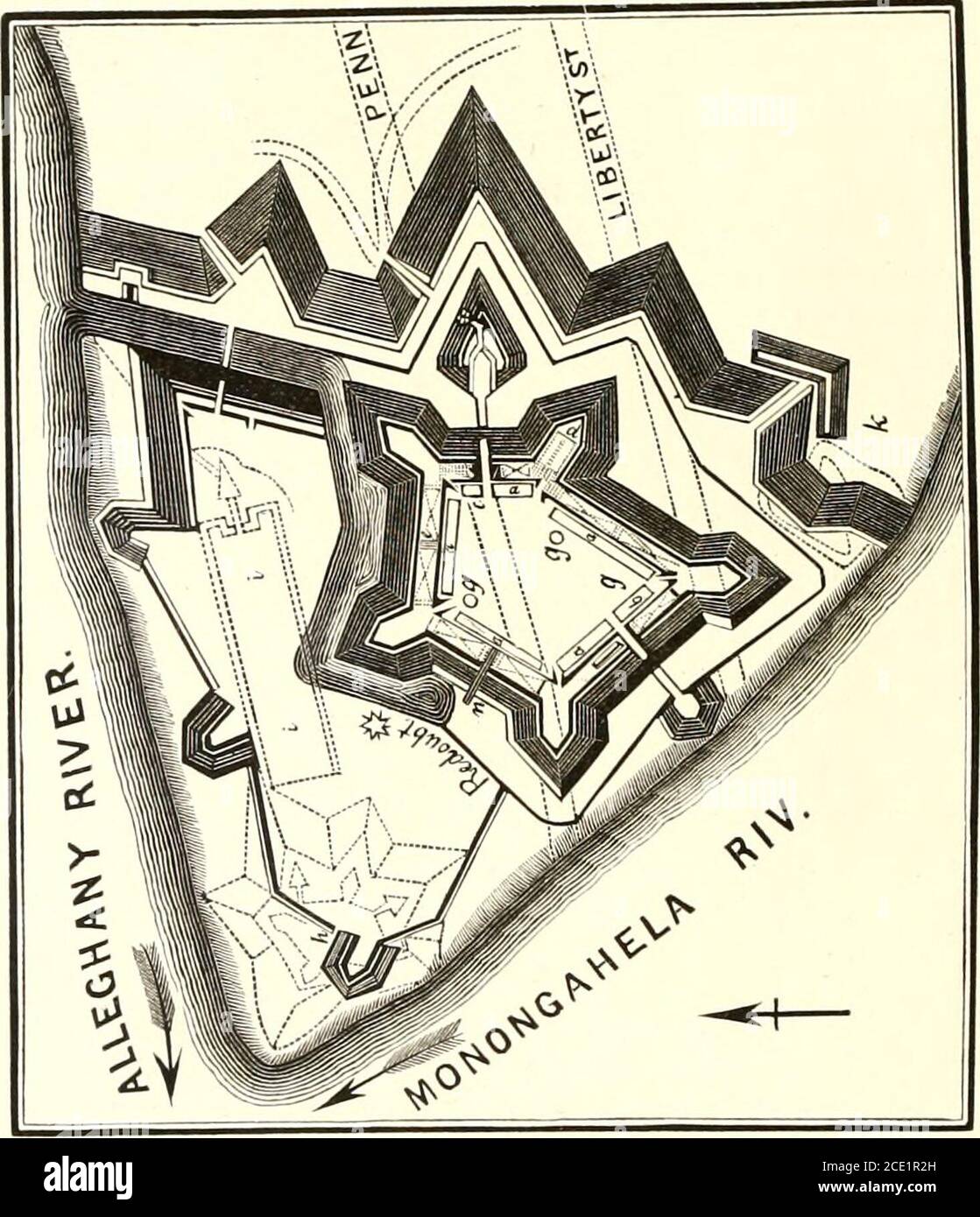 . Il registro battesimale di Fort Duquesne, (da giugno 1754, al 1756 dicembre). Una caserma, costruito ilicaly ( Coniuautl lut s House uut built c Store Uouse. d, (/, PowderMagazines. c. Casemate complete / store Casa foi Floui 4c j Wells, io due di cui areopompe. ;., Fort Duquesne. i, i, Hoin lavorano per coer Fieach Barracks i, primo Fort Pitt, distrutto.11, Sally Port. ÏNTf^saggio ODUCTORY. ©PreiiiGH in Q5e§tern l^ennsilvania. ^jç^&gt;lo spirito wliicli ha animato i primi emigranti francesi in questo paese^)vâ, era uno di zelo, esplorazione e traffico, piuttosto che di colonizzazione«S^«fc. Che siano Foto Stock