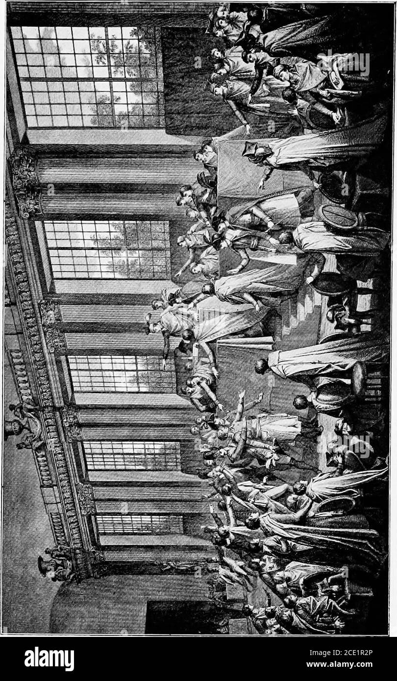 . La vita di Napoleone i, compresi i nuovi materiali provenienti dai documenti ufficiali britannici. Proteste, piange, finalmente getta via le sue vesti ufficiali, e soccorsi dai deputies infuriati da granadieri che i cospiratori inviano a questo scopo. Meanwhile Bonaparte e i suoi amici stavano deliberando frettolosamente, quando uno dei loro numeri ha portato la notizia che i deputati hanno dichiarato il generale un fuorilegge. La notizia cacciò il sangue dalla sua guancia, fino a Sieyes, il cui cantato froidnon lo desertò in questi brils civili, esclama, Sincehey ti fuorilegge, sono fuorilegge. Questa rivoluzione ricorda Bon Foto Stock