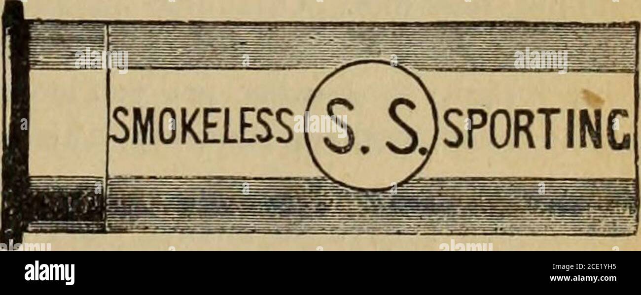 . Merchandising hardware 1895 . PROVE di ELEY BROS, e -ROD & GUN. RECORD NON CORRISPONDENTI. VELOCITÀ: A 2i/2 iarde, 1012 68 piedi al secondo. 43 87272 in eccesso rispetto a qualsiasi altra polvere: Nitro o Nero. Schema 233. Tamponi penetrati (Eleys Special) 306. Solo pressioni 217 tonnellate. Tutti i problemi futuri fatti a questo standard.. FUCILE SENZA FUMO E POLVERI DI REVOLVER /CD per Martini-Henry e simili fucili a foro grande; V / anche per pistole a punt. Per Lee-Metford e otherMagazine e SportingRifles, calibro da 236 a 315. Rifleite 303- Riflp&gt;IF-f* A rr» per Sporting, Express e MiliIVlUClt: 45U. Foto Stock