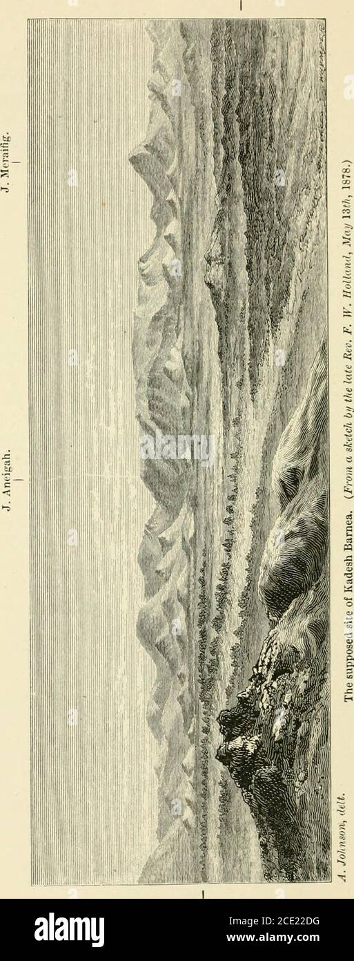 . Monte Seir, Sinai e Palestina occidentale. Essere una narrazione di una spedizione scientifica . ed da teroute suggerita dal Rev. F. W. Holland, e che è stato anche folowedewarheverse una gran parte del suo corso dalla nostra spedizione. Il Sig.Hollaad suppone che gli Israeliti, dopo aver lasciato Jebel Masa (Hoieb), marciassero verso nord, e dopo aver attraversato la grande gola del Wddiel Watiyeh, si girarono verso est lungo le valli di Zillegah e El Ain.Tui-ning verso nord entrarono nella regione del Tih, presso il Wady elAtiyeh; e poi procedendo in avanti attraverso le grandi gelaginose di pietra calcarea raggiunse il th Foto Stock