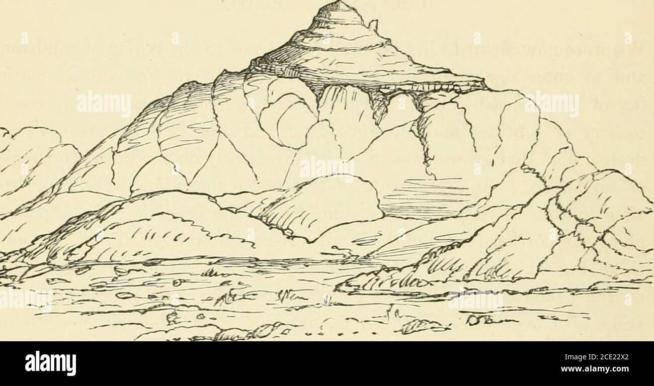 . Monte Seir, Sinai e Palestina occidentale. Essere una narrazione di una spedizione scientifica . dst massi e masse di scingoli, spesso canalizzati da torrenti. Lo scenario era selvaggio e desolato all'estremo, ma alleviato qui e là da piccoli nodi di * il granito grigio della penisola sinaitica è segnato e colorato Meta-morpbico sulla mappa geologica del Ordnance Survey, 1869. Ma io wasfinable dovunque per vedere le prove di fogliatura -dove 1 è accaduto per avere un oppor-tunity di esaminarlo. Una struttura tabulare è evidente in alcuni luoghi, butquesto è da trovare nei graniti eruttivi, come Foto Stock