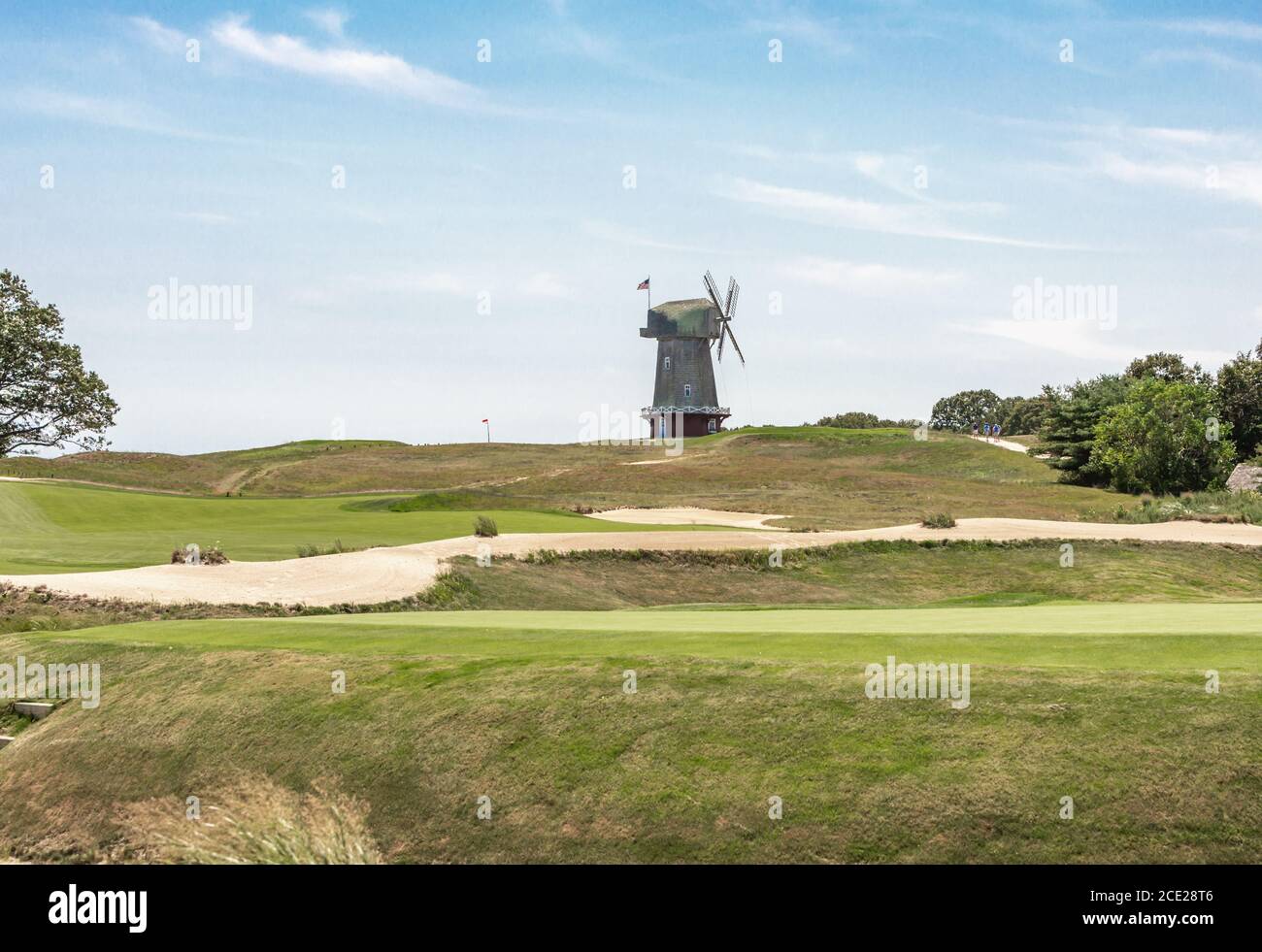Wind Mill on National Golf Links of America, Southampton, NY Foto Stock