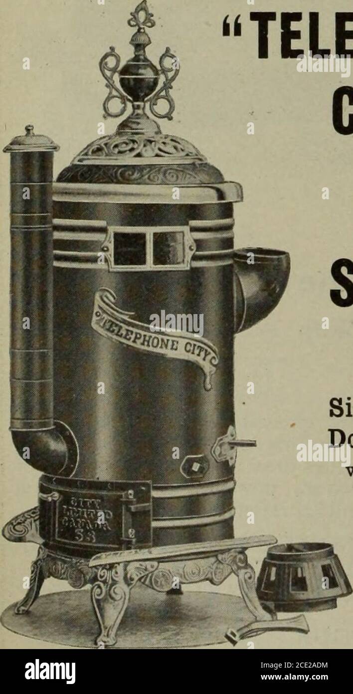 . Merchandising hardware (gennaio-marzo 1908) . Limitato. LACKAWANNA OTTAWA, fornace molto potente ed economico. Realizzato in 5 misure, diametro del focolare 18i in., 23 in., 26 in. E 30 poll. ONT. TELEPHONECITY PATENTAIRTIGHTTOP STUFE A TIRAGGIO per carbone e legno Riscaldatori singoli e doppi con VentilataDoppi. Due SeriesFive taglie J. B., BREVETTO PER I PRODUTTORI NO. 79,787 realizzato solo da TELEPHONE CITY STUFE, Limited a logue e prezzi per il chiedere. BRANTFORD, Canada ---- wmmmmmmmm - m - mmmmmmmmmm SESSANTA SERIE PER CARBONE. ?MM Foto Stock