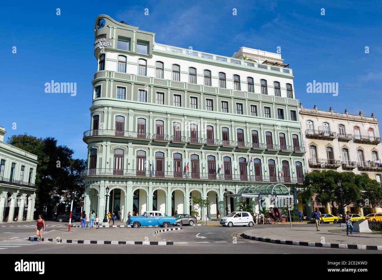 Saratoga Hotel in Paseo de Marti, Old Havana, Cuba. Opzione di alloggio per i turisti che visitano la Habana. Architettura neoclassica a l'Avana. Foto Stock