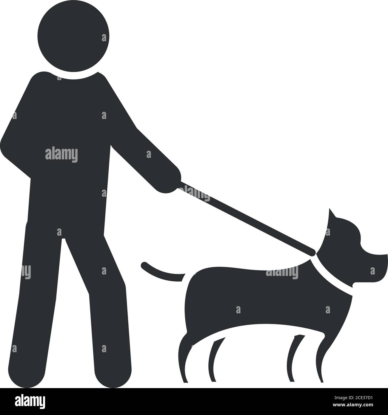 persona cieca che cammina con il cane, giornata mondiale di disabilità, icona silhouette disegno vettoriale illustrazione Illustrazione Vettoriale