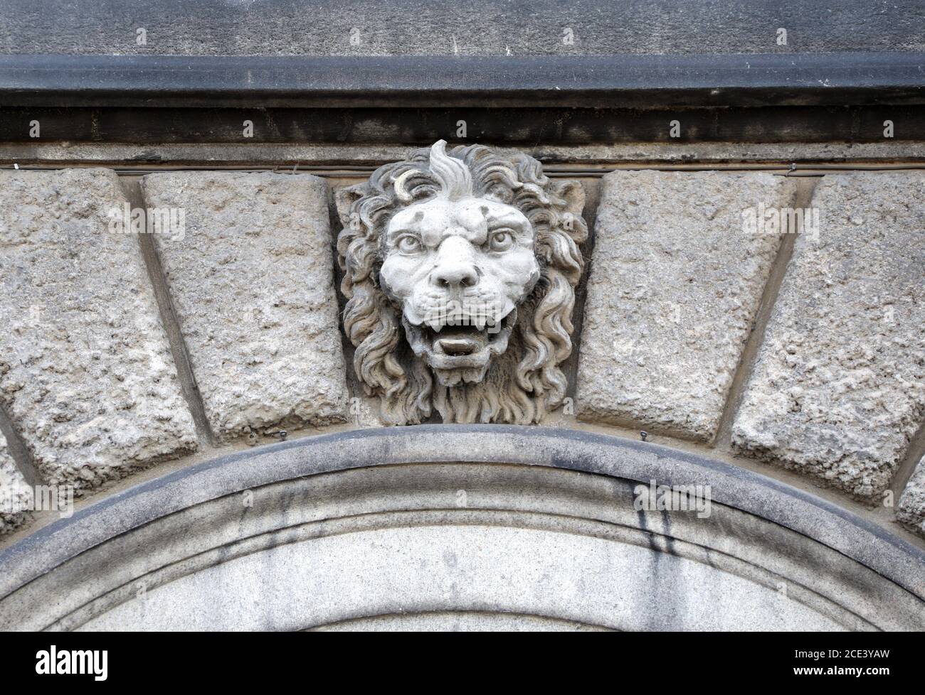 I Lions si dirigano sulla facciata dell'autorità portuale Edificio a Copenhagen Foto Stock