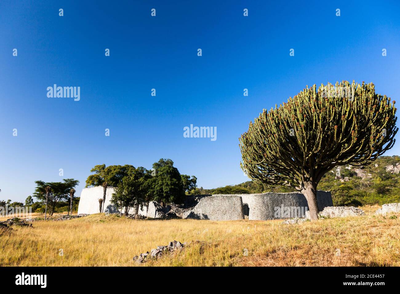 Grandi rovine dello Zimbabwe, la struttura principale 'la Grande enclosure', antica capitale della civiltà Bantu, provincia di Masvingo, Zimbabwe, Africa Foto Stock